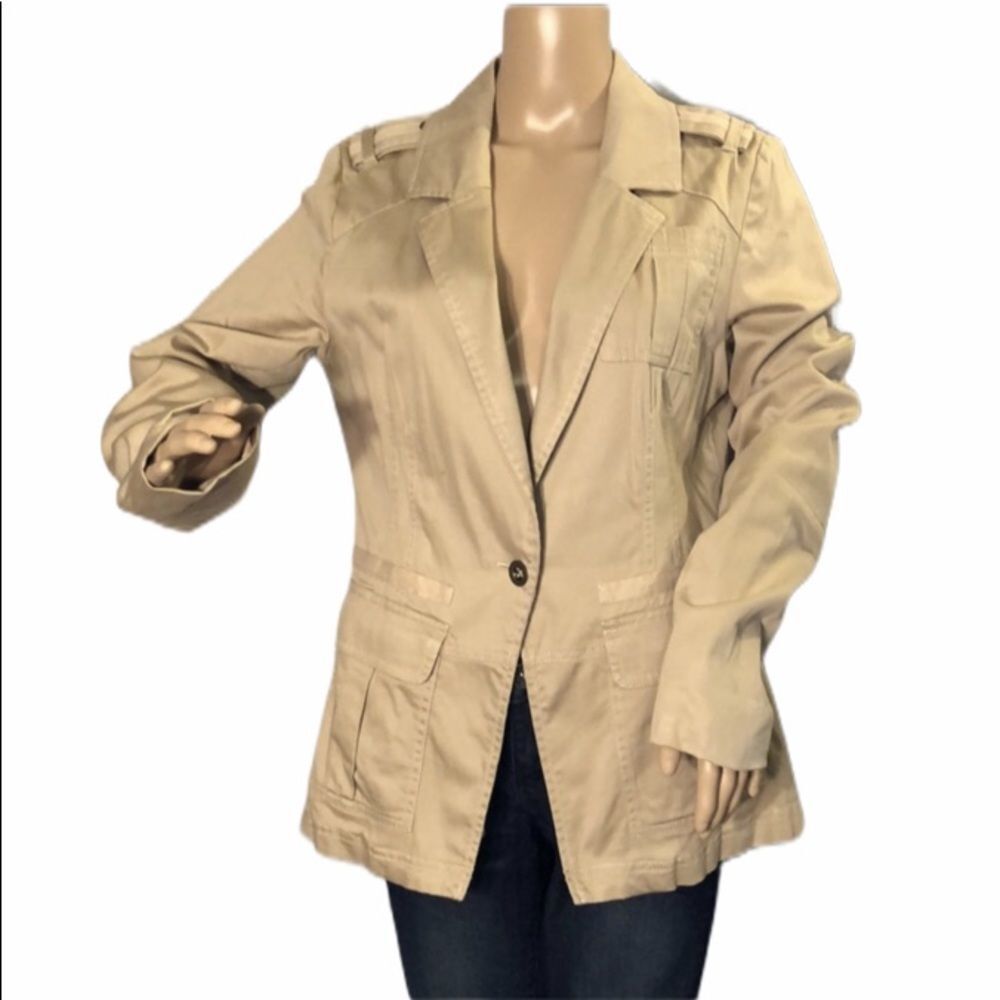 DKNY Jeans Lightweight Cotton Beige Blazer Medium